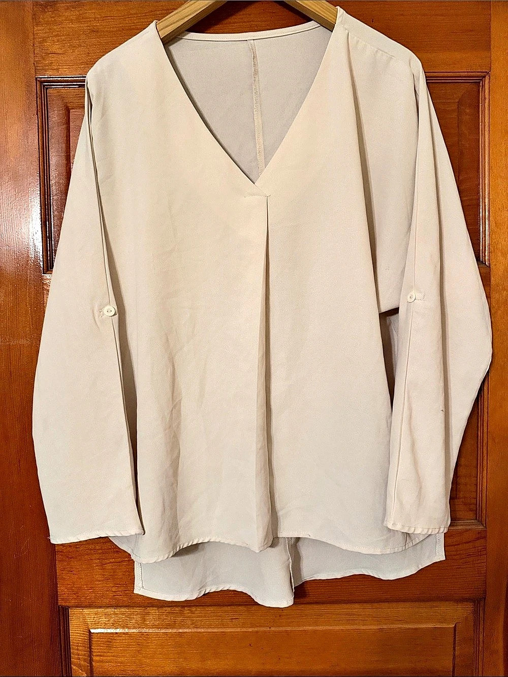 Lightweight Cream V-Neck blouse